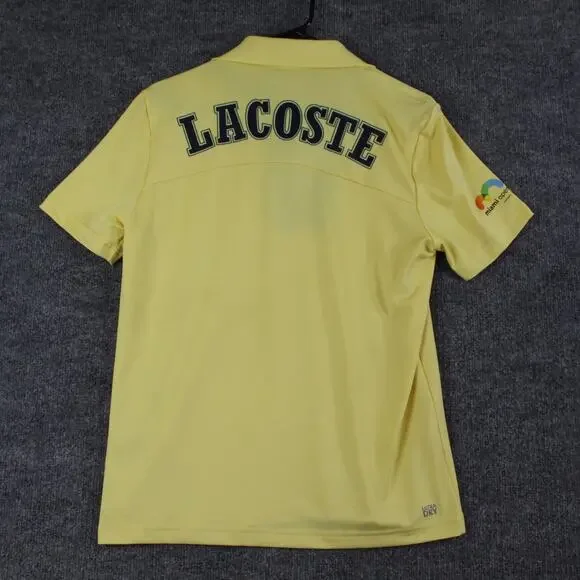 Lacoste Sport Shirt Mens Small Miami Open Polo Yellow Tennis Ultra Dry Preppy - Picture 6 of 16